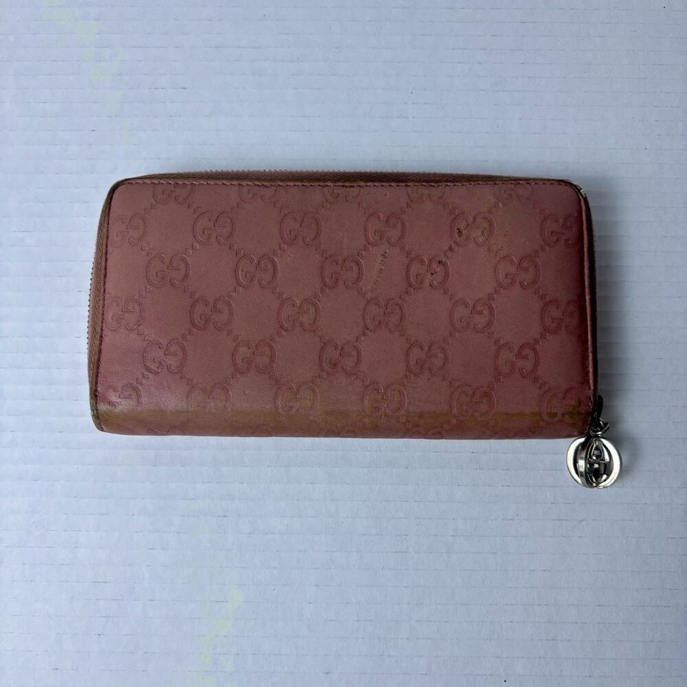 GUCCI Guccissima‎ Leather Zip Around Wallet Pink - Picture 8 of 14